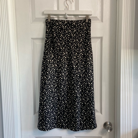 Nasty Gal MIDI Skirt Black With White Polka Dots Size 2 - Picture 2 of 8